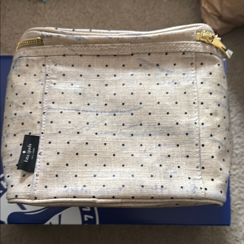 Kate Spade Cream and Black Polka Dot Cosmetic Bag